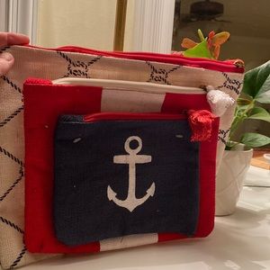 NEW Set of Mud Pie Cosmetic Cases Nautical Theme